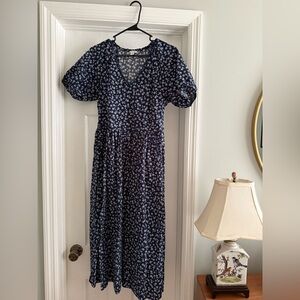 J. Crew Blue Puff Sleeve Midi Sundress
